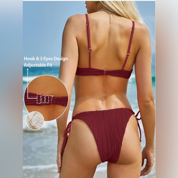 Elegant Burgundy Bikini Set - Picture 3 of 4